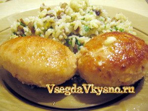 Куриные котлеты с грибами и сыром