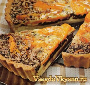Пирог с персиками и шоколадом