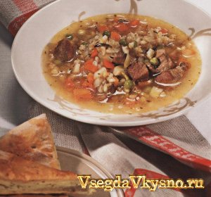 Суп из баранины с лепешками