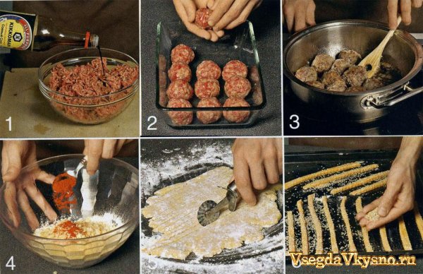 Мясные котлетки с сырными палочками