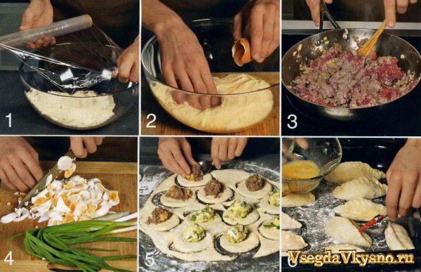 Пирожки с мясом и зеленым луком