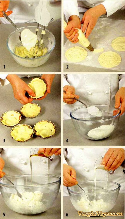 Корзиночки с творожным кремом и фруктами