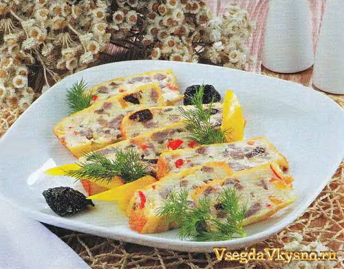 Творожная закуска с мясом и грибами