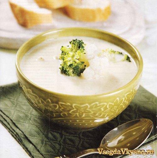 Суп-пюре с цветной капустой и брокколи