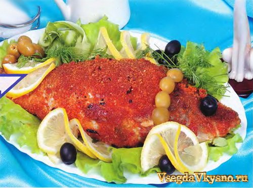 Карп, фаршированный ветчиной и сыром