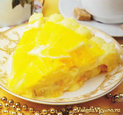 Торт с апельсинами и персиками